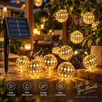 Moroccan Metal Ball Solar String Lights