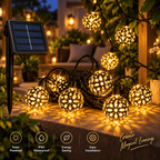 Moroccan Metal Ball Solar String Lights