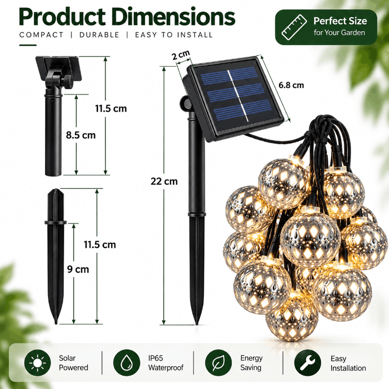 Moroccan Metal Ball Solar String Lights
